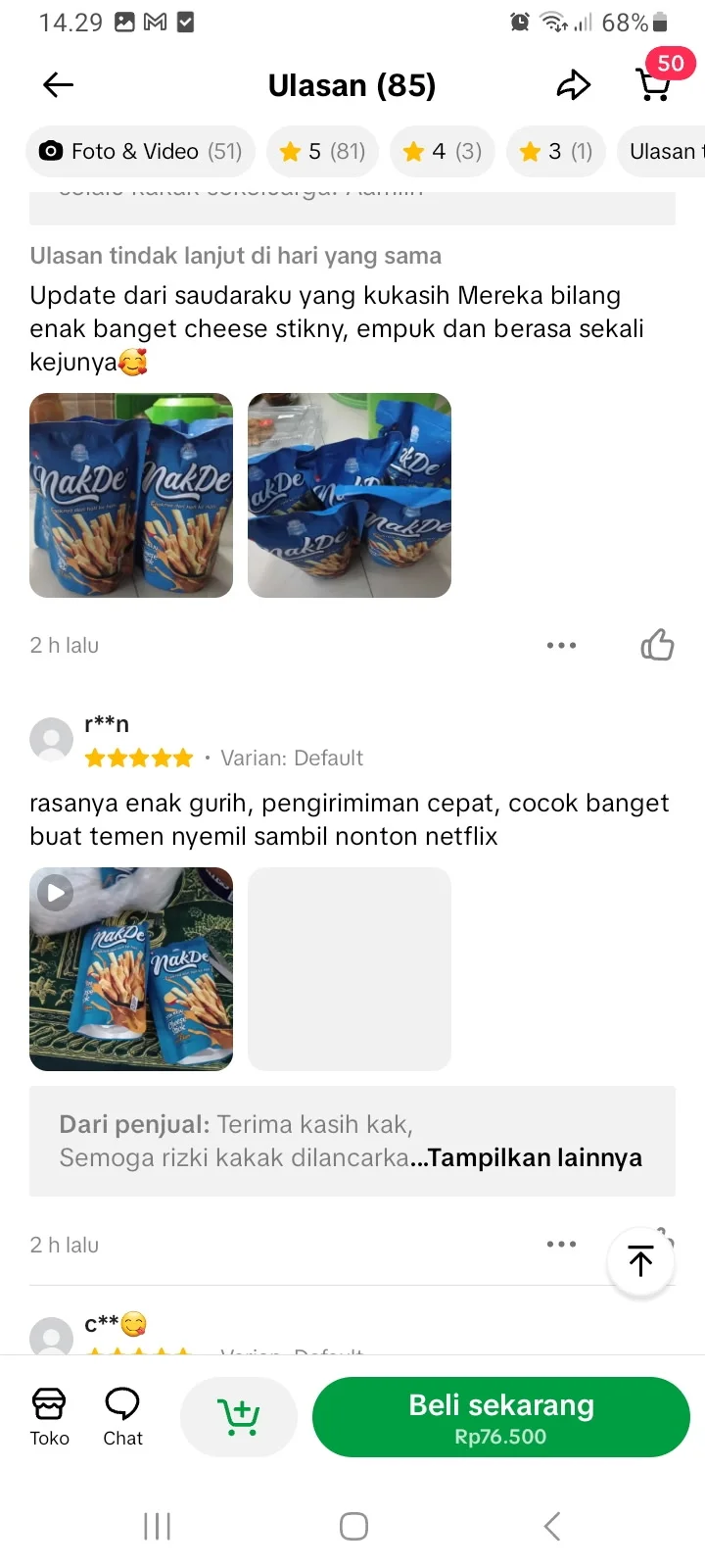 Review Cheese Stick Premium NakDe 12