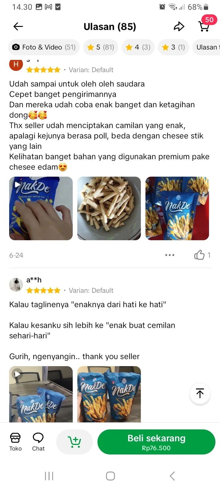 Review Cheese Stick Premium NakDe 8