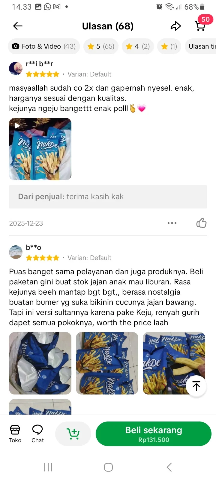 Review Cheese Stick Premium NakDe 1